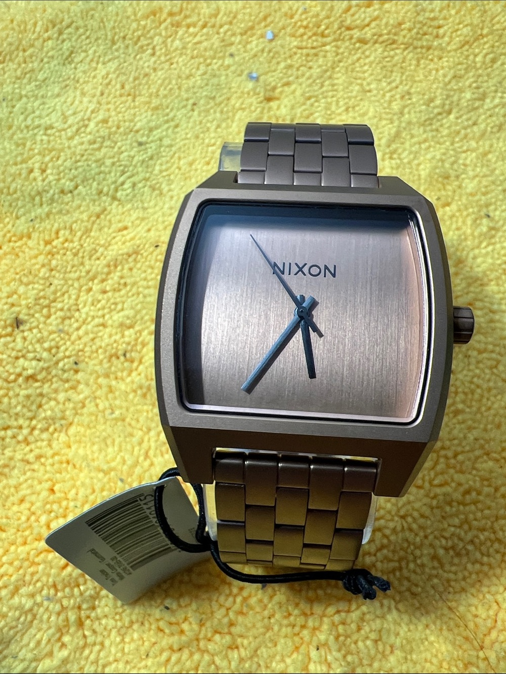 Nixon Men’s Bronze Tone Square-Dial Watch with Blue Hands